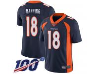 #18 Limited Peyton Manning Navy Blue Football Alternate Men's Jersey Denver Broncos Vapor Untouchable 100th Season