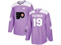 #19 Authentic Nolan Patrick Purple Adidas NHL Men's Jersey Philadelphia Flyers Fights Cancer Practice