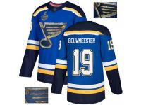 #19 Jay Bouwmeester Royal Blue Hockey Men's Jersey St. Louis Blues Fashion Gold 2019 Stanley Cup Final Bound