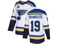 #19 Jay Bouwmeester White Hockey Away Men's Jersey St. Louis Blues 2019 Stanley Cup Final Bound