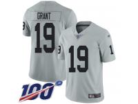 #19 Limited Ryan Grant Silver Football Men's Jersey Oakland Raiders Inverted Legend 100th Season