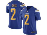 #2 Limited Easton Stick Electric Blue Football Men's Jersey Los Angeles Chargers Rush Vapor Untouchable