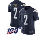 #2 Limited Easton Stick Navy Blue Football Home Men's Jersey Los Angeles Chargers Vapor Untouchable 100th Season