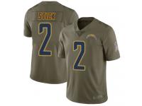 #2 Limited Easton Stick Olive Football Men's Jersey Los Angeles Chargers 2017 Salute to Service