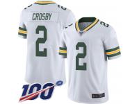 #2 Limited Mason Crosby White Football Road Men's Jersey Green Bay Packers Vapor Untouchable 100th Season