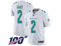 #2 Limited Matt Haack White Football Road Men's Jersey Miami Dolphins Vapor Untouchable 100th Season