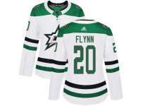 #20 Authentic Brian Flynn White Adidas NHL Away Women's Jersey Dallas Stars