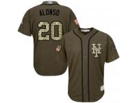 #20 Authentic Pete Alonso Men's Green Baseball Jersey - New York Mets Salute to Service