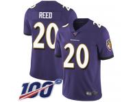 #20 Limited Ed Reed Purple Football Home Men's Jersey Baltimore Ravens Vapor Untouchable 100th Season