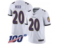 #20 Limited Ed Reed White Football Road Men's Jersey Baltimore Ravens Vapor Untouchable 100th Season