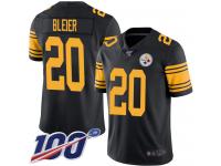 #20 Limited Rocky Bleier Black Football Men's Jersey Pittsburgh Steelers Rush Vapor Untouchable 100th Season