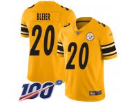 #20 Limited Rocky Bleier Gold Football Men's Jersey Pittsburgh Steelers Inverted Legend 100th Season