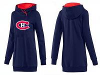 2015 NHL Montreal Canadiens Women Long Dark Blue Pullover Hoodie