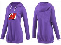 2015 NHL New Jersey Devils Women Long Purple Pullover Hoodie