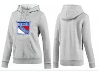 2015 NHL New York Rangers Women Grey Pullover Hoodie