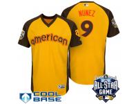 2016 MLB All-Star American Minnesota Twins Eduardo Nunez #9 Yellow Men Run Derby Cool Base Jersey