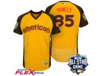 2016 MLB All-Star American Texas Rangers Cole Hamels #35 Yellow Men Run Derby Flex Base Jersey