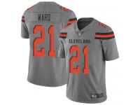 #21 Limited Denzel Ward Gray Football Men's Jersey Cleveland Browns Inverted Legend Vapor Rush