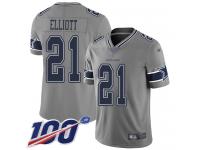 #21 Limited Ezekiel Elliott Gray Football Men's Jersey Dallas Cowboys Inverted Legend 100th Season