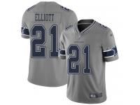#21 Limited Ezekiel Elliott Gray Football Men's Jersey Dallas Cowboys Inverted Legend Vapor Rush