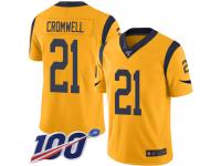 #21 Limited Nolan Cromwell Gold Football Men's Jersey Los Angeles Rams Rush Vapor Untouchable 100th Season