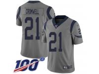 #21 Limited Nolan Cromwell Gray Football Men's Jersey Los Angeles Rams Inverted Legend 100th Season