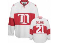 #21 Reebok Authentic Dennis Cholowski Men's White NHL Jersey - Third Detroit Red Wings Winter Classic