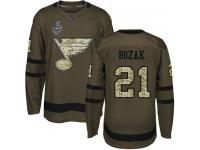 #21 Tyler Bozak Green Hockey Youth Jersey St. Louis Blues Salute to Service 2019 Stanley Cup Final Bound