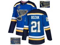 #21 Tyler Bozak Royal Blue Hockey Men's Jersey St. Louis Blues Fashion Gold 2019 Stanley Cup Final Bound