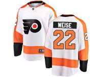 #22 Breakaway Dale Weise White NHL Away Men's Jersey Philadelphia Flyers