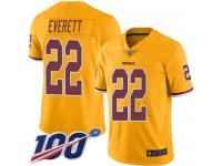 #22 Limited Deshazor Everett Gold Football Men's Jersey Washington Redskins Rush Vapor Untouchable 100th Season