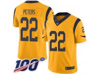 #22 Limited Marcus Peters Gold Football Men's Jersey Los Angeles Rams Rush Vapor Untouchable 100th Season