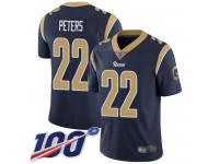 #22 Limited Marcus Peters Navy Blue Football Home Men's Jersey Los Angeles Rams Vapor Untouchable 100th Season