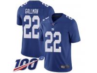 #22 Limited Wayne Gallman Royal Blue Football Home Men's Jersey New York Giants Vapor Untouchable 100th Season