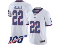 #22 Limited Wayne Gallman White Football Men's Jersey New York Giants Rush Vapor Untouchable 100th Season