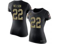 #22 Steven Nelson Black Camo Football Salute to Service Women's Pittsburgh Steelers T-Shirt