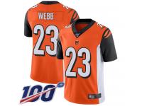 #23 Limited B.W. Webb Orange Football Alternate Men's Jersey Cincinnati Bengals Vapor Untouchable 100th Season