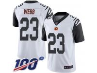 #23 Limited B.W. Webb White Football Men's Jersey Cincinnati Bengals Rush Vapor Untouchable 100th Season