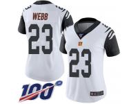 #23 Limited B.W. Webb White Football Women's Jersey Cincinnati Bengals Rush Vapor Untouchable 100th Season