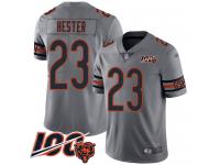 #23 Limited Devin Hester Silver Football Men's Jersey Chicago Bears Inverted Legend 100th Season