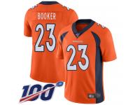 #23 Limited Devontae Booker Orange Football Home Youth Jersey Denver Broncos Vapor Untouchable 100th Season