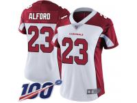 #23 Limited Robert Alford White Football Road Women's Jersey Arizona Cardinals Vapor Untouchable 100th Season