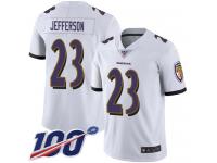 #23 Limited Tony Jefferson White Football Road Men's Jersey Baltimore Ravens Vapor Untouchable 100th Season