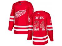 #24 Adidas Authentic Chris Chelios Men's Red NHL Jersey - Detroit Red Wings Drift Fashion