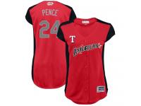 #24 Authentic Hunter Pence Red Baseball Women's Jersey Texas Rangers American League 2019 All-Star