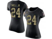 #24 Benny Snell Jr. Black Camo Football Salute to Service Women's Pittsburgh Steelers T-Shirt