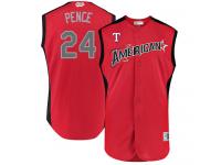 #24 Hunter Pence Red Baseball Youth Jersey Texas Rangers American League 2019 All-Star
