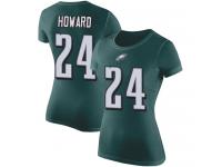 #24 Jordan Howard Green Football Rush Pride Name & Number Women's Philadelphia Eagles T-Shirt