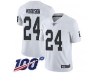 #24 Limited Charles Woodson White Football Road Men's Jersey Oakland Raiders Vapor Untouchable 100th Season