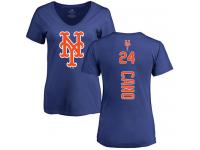 #24 Robinson Cano Royal Blue Baseball Backer Women's New York Mets T-Shirt